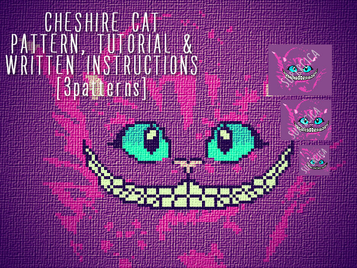 Cheshire Cat-Alice in Wonderland corner to corner crochet pattern for blanket and tutorial, 3 sizes graph patterns and written instructions