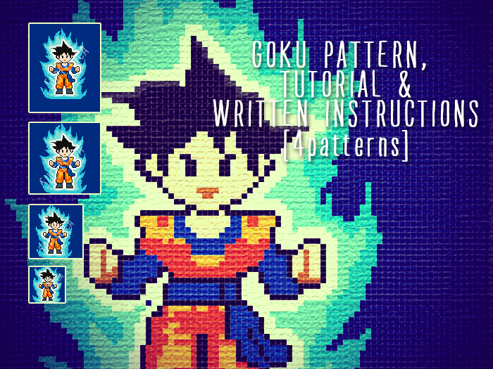 Son GOKU corner to corner crochet pattern for blanket and tutorial, 4 sizes graph patterns and written instructions